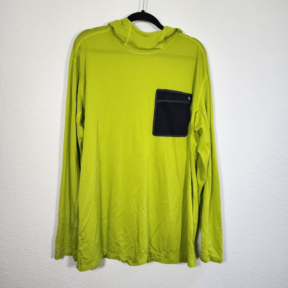 Mountain Hardwear lightweight tech hoodie Mens XXL Lime Green Outdoor Hiking
